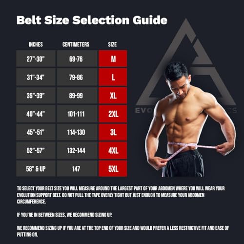 Evolution Athletics Weight Lifting Support Belt for Strength Training, Powerlifting, or Deadlift - size: XL
