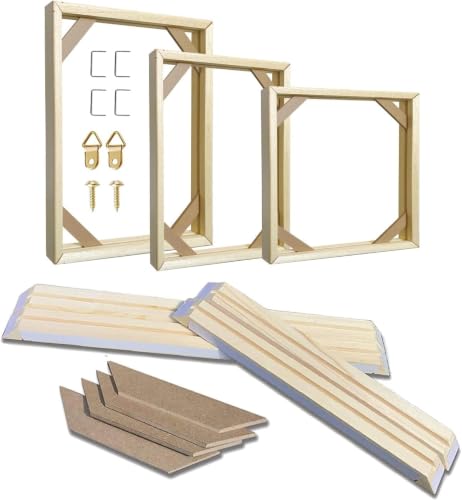 DIY Solid Wood Canvas Frame Kit with Stretch Bar - Customized Wooden Art Frames for Paintings - Easy-to-Build Canvas Stretching System - Wall Art & Oil Painting Accessories (12" x 16") - size: 12" x 16"
