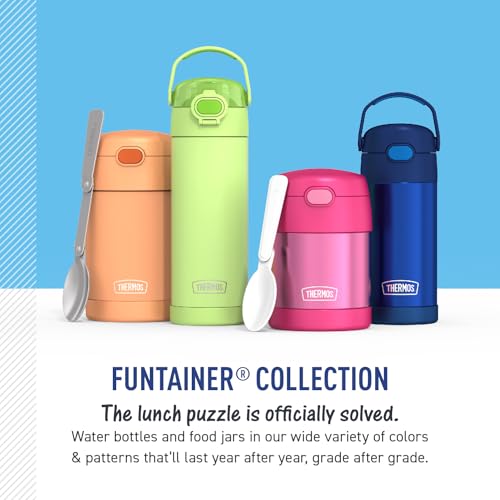 THERMOS FUNTAINER Water Bottle with Straw, 12oz, Blue - color: Navy, size: 12 Ounces