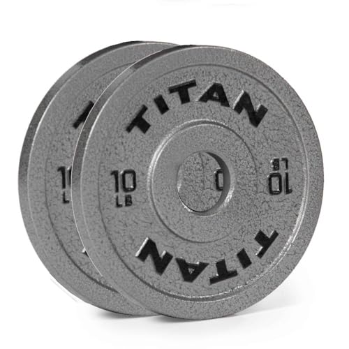 Titan Fitnes Cast Iron Olympic Plates, Classic Weight Plate Design, Hammer Finish - size: 10 LB Pair