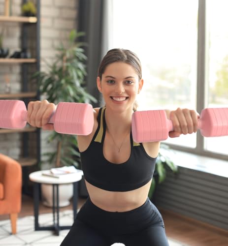 Adjustable Dumbbell Set of 2, 10LB 20LB 30LB Weight Set | Hand Weights for Women Men, Dumbbells for Home Gym Outdoor Exercise & Muscle Toning Weight Loss Rehab Strength Training - color: Pink, style: 20 lb, Pair-Rubber Handle