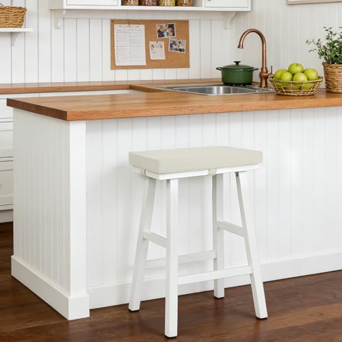 Tromlycs Saddle Bar Stool Cushion Rectangle Small Bench Cushion Light Linen | Rectangular Seat Cushion, Rectangle Bar Stool Cover Pad, Kitchen Farmhouse, with Strap Ties, 18x9.5 Inch - color: Light Linen