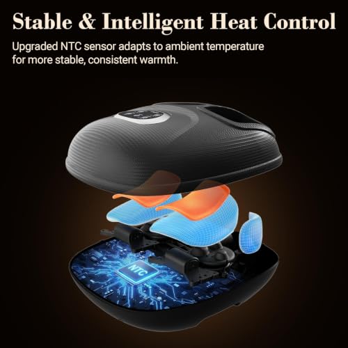 CuPiLo Foot Massager FSA Eligible HSA 2026 Upgraded, Birthday Gifts for Women Men | 5 Levels Compression & Vibration Massage for Plantar Fasciitis Relief, Heat & 3 Kneading, NTC Temperature Control - color: Black