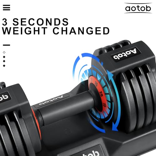 AOTOB Adjustable Dumbbell Set 25/55 Lbs (Pair), Fast Weight Adjustment with Anti-Slip Turning Handle, Space-Saving for Home Gym, Strength Training Equipment for Men & Women - color: 25lbs Black-Pair-Prime