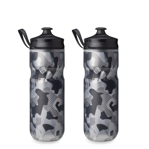 HydraPak | Polar Bottle - Polar Sport Insulated Water Bottle 2-Pack - BPA-Free, Sport & Bike Squeeze Bottle with Handle (Contender Black, 600ml / 20oz) - color: Contender Black, style: 20oz/600ml (2-Pack)