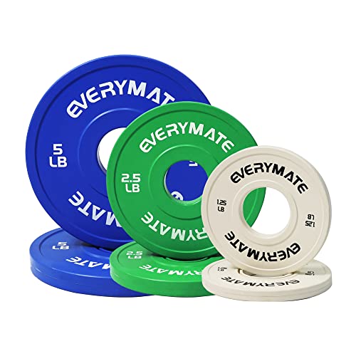 EVERYMATE Change Weight Plates 1.25LB 2.5LB 5LB Set Fractional Plate Olympic Bumper Plates for Cross Training Bumper Weight Plates Steel Insert Strength Training Weight Plates - color: 17.5 LB (1.25+2.5+5) x2