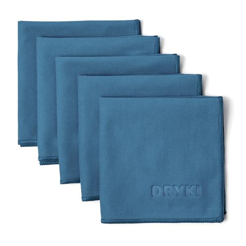 DRYKI Pocket-Sized Sweat Towels - The Original Sweat Absorbing Handkerchiefs - Quick-Dry Microfiber Sweat Rags for Face, Hands, & Body - Men & Women - Gym, Sports, and Work (Blue: 5 Pack) - color: *Coastal Blue