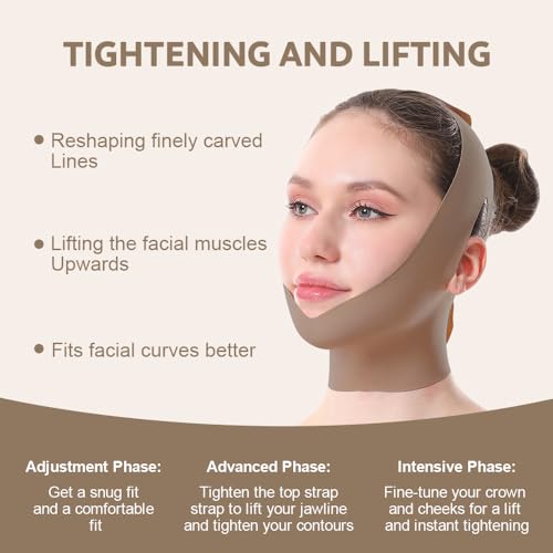Face Strap Face Lift Belt, Comfortable VShaped Bandage Face Lift Band Face Outline Lifting Facial (Brown) - color: Brown