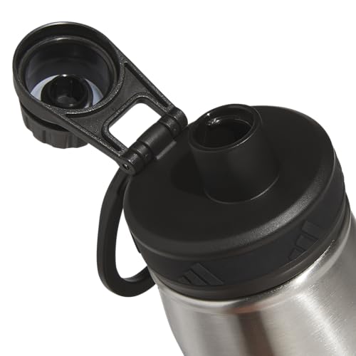 adidas Stainless Steel Metal Water Bottle 34 oz (1L) Screw Cap - color: Alumina Beige/White/Black