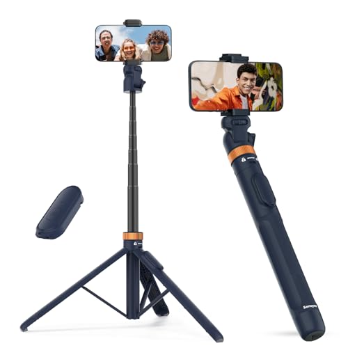 Sensyne 72" Phone Tripod, Extendable Selfie Stick with Detachable Phone Holder Compatible with All Cell Phones/Camera Blue - color: Blue