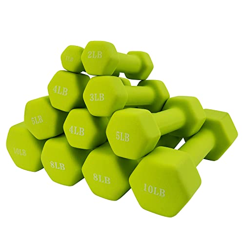 Saorzon Dumbbells Set of 2 Exercise Fitness Dumbbell for Home Gym Free Weights Hand Hex Dumb Bells - color: Green, style: 1 Pounds,Pair