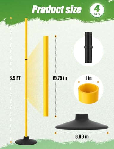 GHB Agility Poles 4 Pack 50" Sports Soccer Training Poles | Detachable Speed Training Equipment Football Accessories with Rubber Base - size: A.Rubber Base