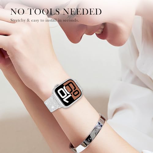 LETOID Stretchy Bands for Apple Watch Band Women Men Adjustable Solo Loop | Skin-Friendly Elastic Nylon Replacement Strap, iWatch Series 11 10 9 8 7 6 5 4 3 2 1 SE Ultra 49 46 45 44 42 41 40 38mm - color: 3-Pack: Black / Pink / Silver-White, size: 38mm/40