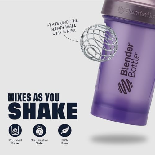 BlenderBottle Classic V2 Shaker Bottle Perfect for Protein Shakes and Pre Workout, 20oz, Full Color Purple - color: Purple, size: 20 Ounces