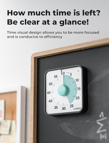 LIORQUE 60 Minute Visual Timer for Kids and Adults, Non-Ticking 7.5 Inch Large Visual Countdown Timers for Classroom Desk Countdown Clock with Magnetic Backing, Kids Pomodoro Timer Clock - color: Green