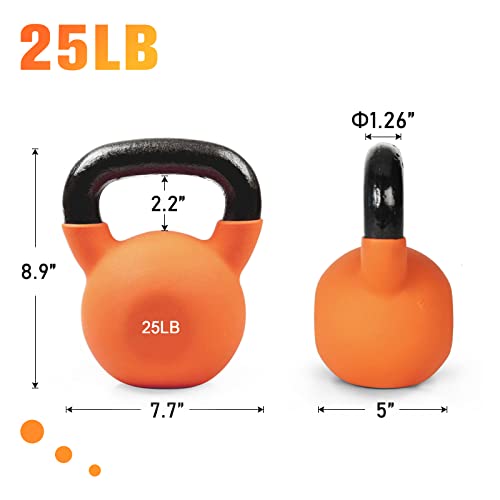 RitFit Neoprene Coated Kettlebell Weight Set, Solid Cast Iron - color: 20LB(Orange）