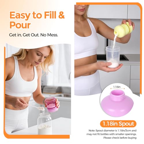 2 Pack Protein Powder Container to Go with Keychain & Keyring, Large Capacity, Clear, Leakproof, Ideal for workouts, fitness, or travel (Pink&Yellow) - color: Pink&Yellow