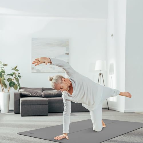 Gogokiwi Large Yoga Mat (6'x4') – 1/4" & 1/2" Thick Exercise Mats for Home Workout, Extra Wide Workout Mats for Home Gym, Yoga, Pilates, Stretching, Floor & More - color: Grey Shadows, size: Standard (1/4 Inch Thick)