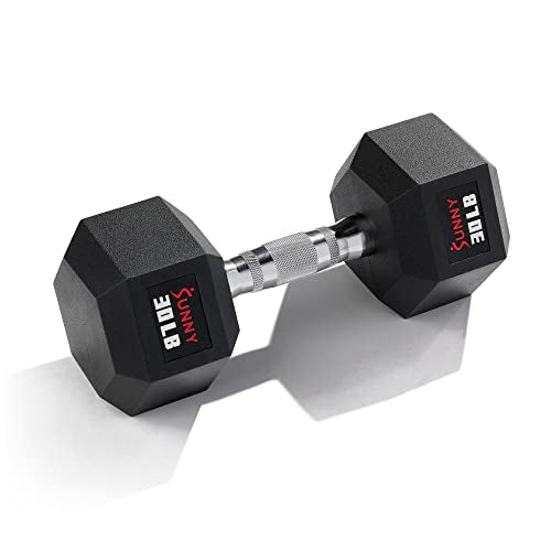 Sunny Health & Fitness Hex Style Dumbbell 5 LBS TO 50 LBS Chrome Handles, Hand Weight for Strength Training, Home Gym, Exercise, Workout Equipment Multiple Size Options - style: 13.6 KG / 30 LBS (Single)