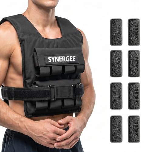 Synergee Weighted Vest – 20 30 40 lb Adjustable Options - color: 20LB