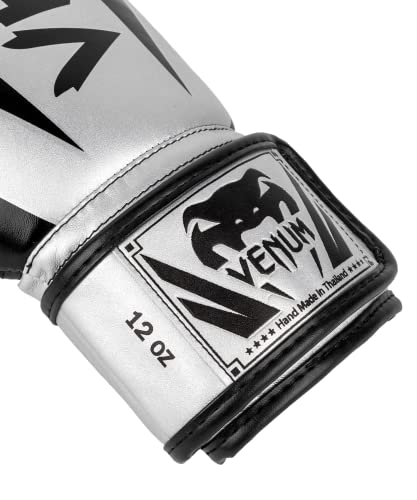 Venum Elite Boxing Gloves - color: Silver/Black, size: 10-Ounce