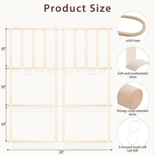 POVETIRE Headband Holder Hair Bows Organizer for Girls,Baby Headbands Hair Accessories Organizer Storage Wall Hanging Decor for Nursery Girls Room - color: Beige