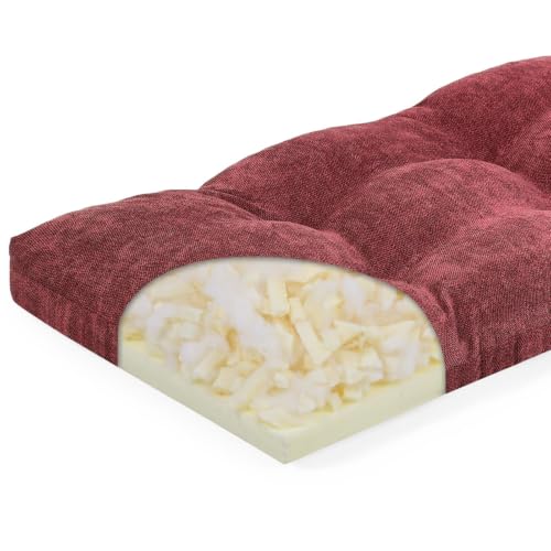 baibu 36 Inch Memory Foam Bench Cushion, Dual-Layer Patent Design Non-Slip Indoor Bench Cushion with Ties, 36x15x3Inch, Red - color: Red, size: 36x15x3 Inch (Pack of 1)