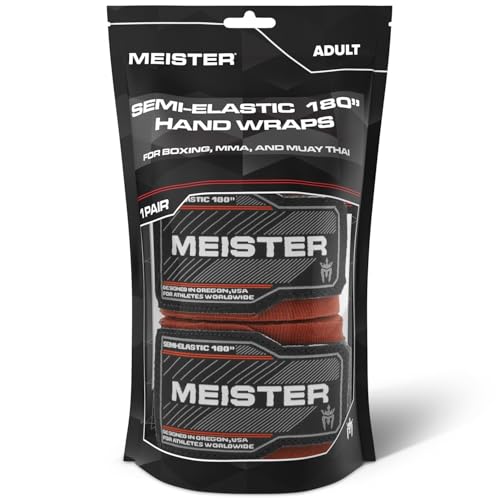 Meister Adult 180" Semi-Elastic Hand Wraps for MMA & Boxing (Pair) - color: Brown