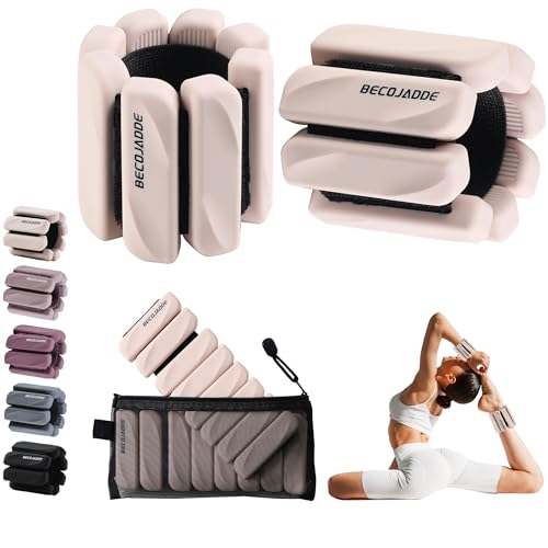 BECOJADDE Ankle Weights Set of 2 (1 lb/2 lb Each) for Women Men Adjustable Wrist Bracelet for Home Gym Weighted Bangles Wristbands Leg Arm Weights for Walking Swimming Running Pilates Yoga Gym - color: Beige, size: 4 Lb Pair (2 Lb Each)