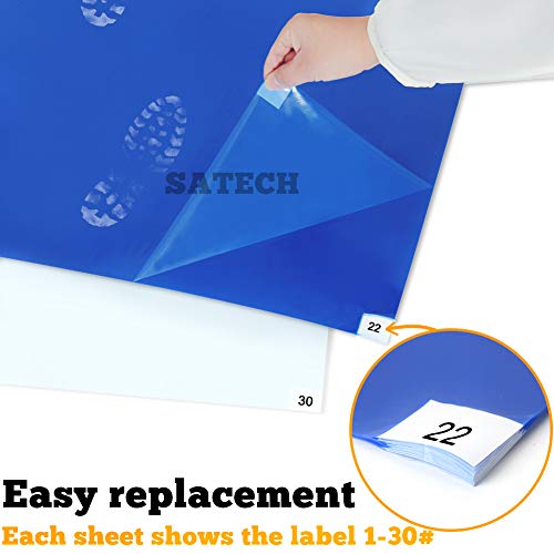 SATECH Sticky/Tacky/Adhesive Mat 18" x 36" White (Case of 4 Mats,30 Sheets Each) for Cleanroom Laboratory Hospital Construction Pets - color: White, size: 18" x 36"