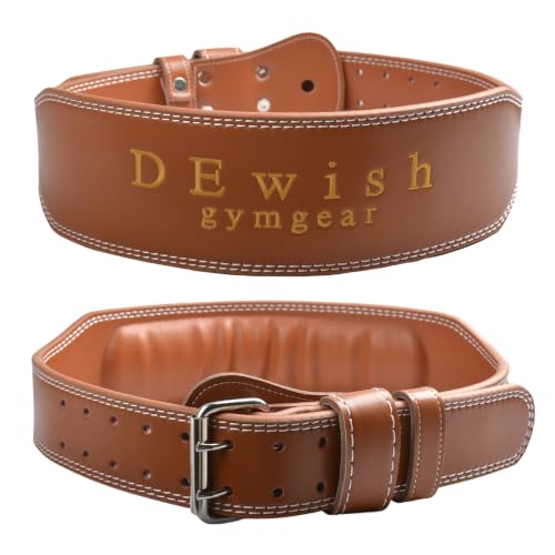 Leather Weightlifting Belt, 10 Adjustable Holes, 4”Width, Double Prong Power Belt for Gym Bodybuilding, weightlifting, powerlifting, squats and deadlifts - color: 4-Inch Brown, size: 41"-44"