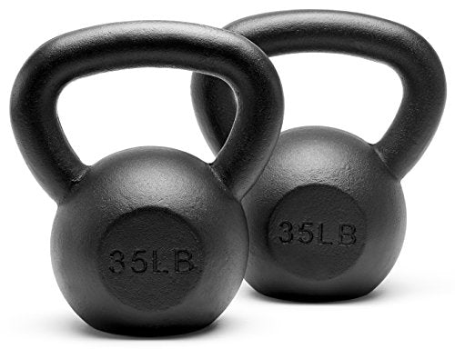 Powder Coated Solid Cast Iron Kettlebell Weights Set 5lb to 45lb Various Combination - color: P-Black(35+35)lb