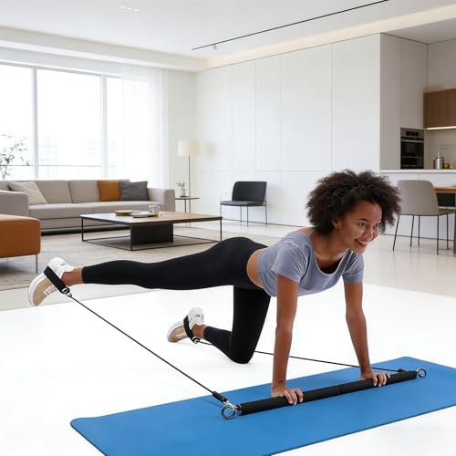 Resistance Band Bar, Adjustable from 27" to 41", Portable Pilates Bar, Resistance Training Straight Bar, Home Gym Fitness Workout Bar