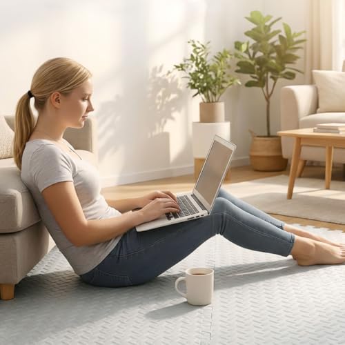 24 Tiles Interlocking EVA Foam Floor Tiles, Puzzle Exercise Mat, Home Gym and Garage Workout Mat, Black, 20 in x 20 in x 0.39 in, 64 Sq Ft (24, Grey) - color: Grey