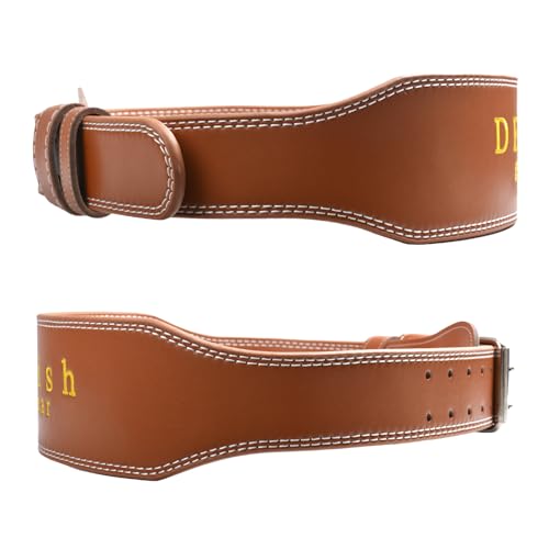 Leather Weightlifting Belt, 10 Adjustable Holes, 4”Width, Double Prong Power Belt for Gym Bodybuilding, weightlifting, powerlifting, squats and deadlifts - color: 4-Inch Brown, size: 41"-44"