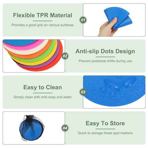Spot Markers, Poly Spot Marker for Agility Training Floor Dots Non Slip Flat Field Cones - color: Blue, size: 19 cm/7.5inch