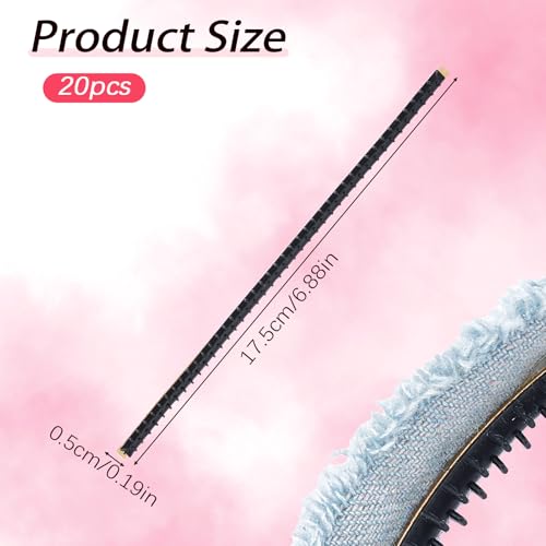 NICENEEDED 20 PCS Headband Teeth Strips for DIY, Black Anti Slip Self adhesive Hair Bands Teeth, Comb Silicone Grips Headbands Hair Accessories for Women