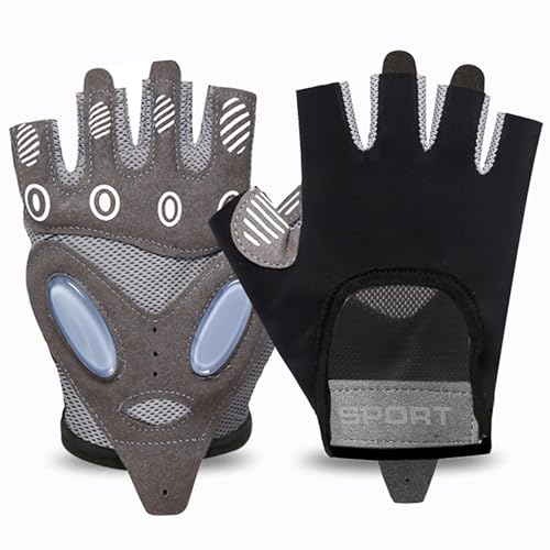 Fingerless Cycling Gloves Women Men Anti-Slip Shockproof Mesh Lightweight Workout Gloves Gym Exercise Fitness Rowing - color: Black, size: Medium