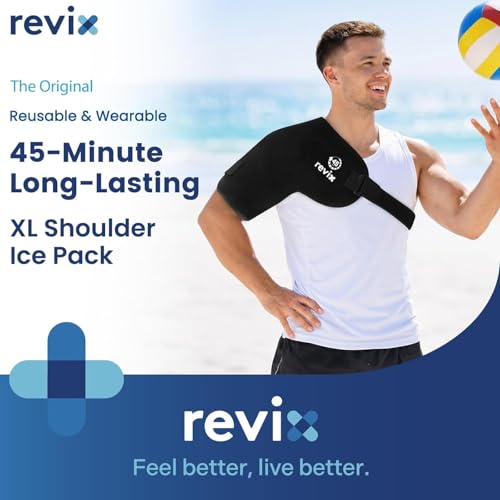 REVIX XL Ice Pack for Shoulder Wrap, 45-Min Long-Lasting Cold Therapy for Rotator Cuff Relief with Ice Grid Gel Design, Extra Large Reusable Ice Packs for Post-Workout Recovery & Soothe Discomfort - size: XL