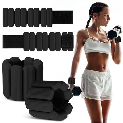 Wrist Weights Set of 2, Wearable Wrist Ankle Weights for Women & Men, Silicone Weighted Bangles Adjustable Arm and Leg Weights for Walking Yoga Pilates Running Dance Gym 2lb - color: Black