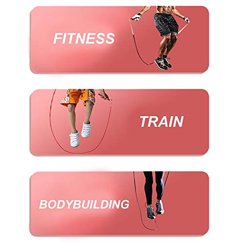 Speed Jump Rope - 360° Swivel Ball Bearing - Adjustable steel coated rope-Aluminum Anti Skipping Handle -Fitness Training Boxing Sports Exercises -Suitable for Kids and Adults - color: Pink