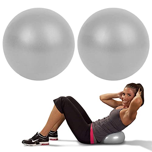 2 Pack Exercise Balls, 8-9 Inch Mini Pilates Yoga Balls, Anti-Burst Small Fitness Balls for Pilates, Yoga, Core Training and Physical Therapy, Improves Balance - color: Gray