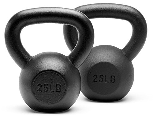 Powder Coated Solid Cast Iron Kettlebell Weights Set 5lb to 45lb Various Combination - color: N-Black(25+25)lb
