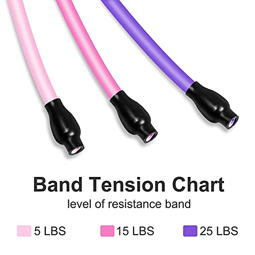 Resistance Exercise Band with Handles, Workout Band Weight Band for Physical Therapy,Strength Training Home Gym Fitness,with Door Anchor & Storage Bag. - color: Pink,Peach,Purple(5lb-25lb)