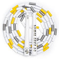 Elite Jumps Edge Beaded Adjustable Jump Rope, Do Hard Things | Tangle-free 1-inch shatterproof beads. Long edge handles. Adjustable for all ages. - color: White/White-Yellow-SiIver