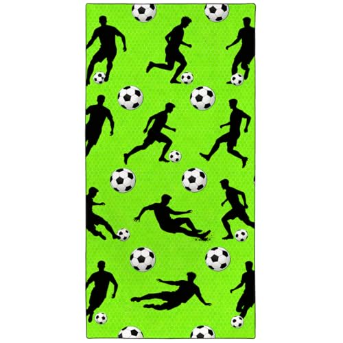 Soccer Player Silhouettes Beach Towel, 36"x72" Sand Free Quick Dry Thin Lightweight Microfiber Football Towel Gifts - color: Sport-8