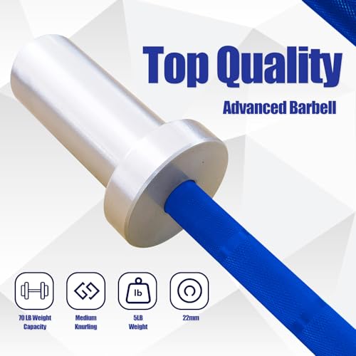 Kids Barbell 5LB Mini Barbell Bar 4ft for Beginner Women & Kids Weighted Bar, Compatible with 2-Inch Weight Plates, for Strength Training Gym Weight Lifting - color: Blue&Silver
