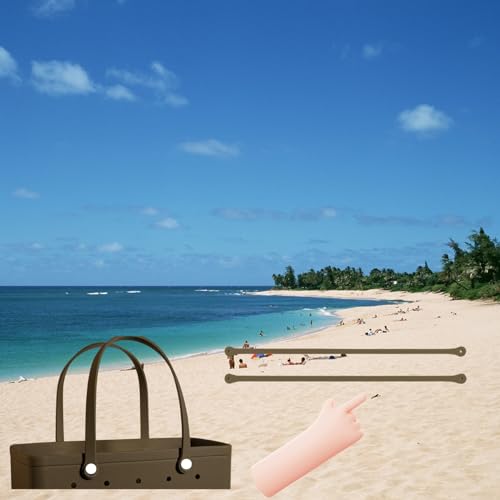 Replacement Straps for Large Rubber Beach Bag, Replacement Handles with 4 Snaps for Rubber Beach Bag, EVA Bag Strap Replacement, Beach Bag Repair Kit - color: Brown