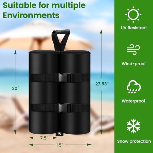 Extra 320 LBS Canopy Weights Sand Bags Set of 4, Plug Size Heavy Duty Tent Leg Sandbag for Outdoor Sun Shelter, Gazebo, Patio Umbrella (Black, 80 Lbs x 4) - size: 320 LBS
