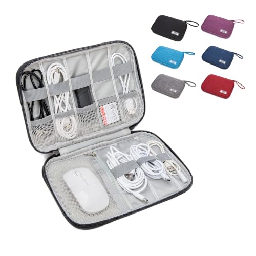 Electronics Organizer Travel Case - Water-Resistant Tech Bag for Cables, Chargers & Cord Management - Small Portable Pouch for Travel Accessories, Gear Bag for Airplane & Business - color: black, size: S